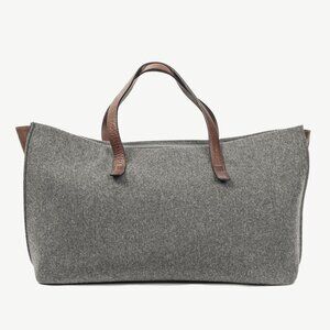 Brunello Cucinelli Grey Wool-Felt Leather-Trim Tote